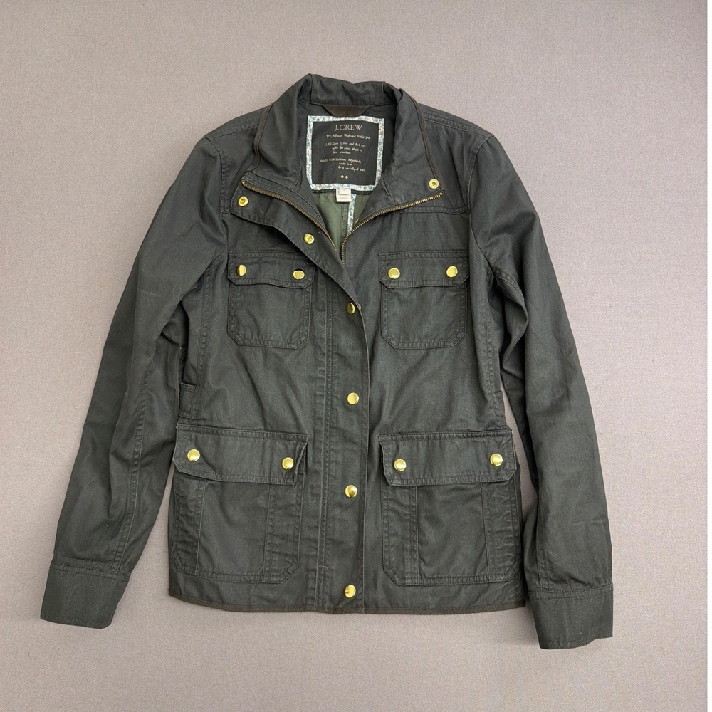 J.Crew Relaxed Boyfriend Field Jacket Olive Green Utility Coat 27394 Womens S